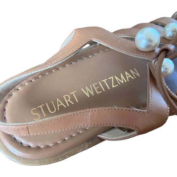 Stuart Weitzman Goldie Lace-Up Pearl Embellished Sandal Size 10AA - Picture 7 of 12